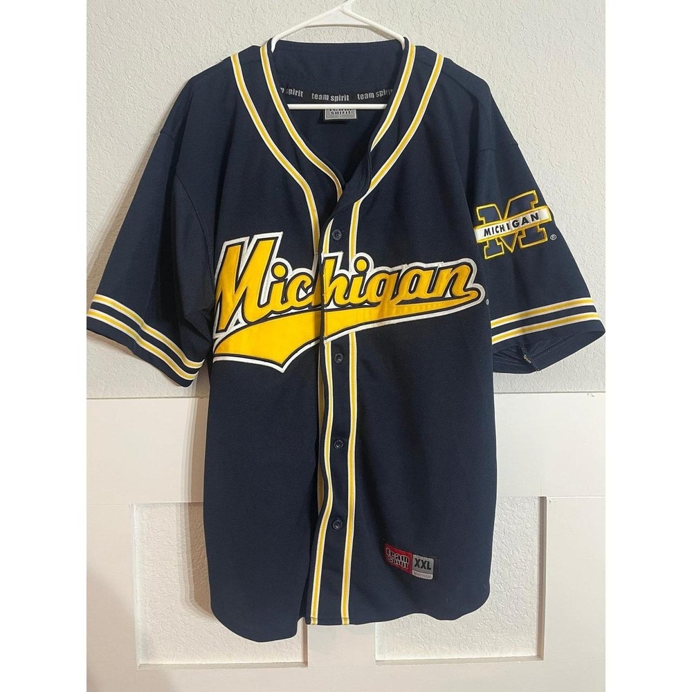 Michigan wolverines blue jersey football team spirit size medium w6
